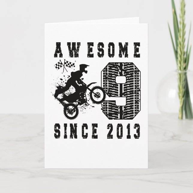 9th Birthday Gift Dirt Bike Boy Born in 2013 Card (Front)