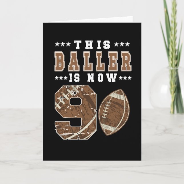 9th Birthday Gift Football Player 9 Year Old Boy Card (Front)