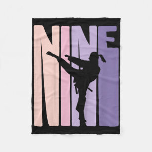 9th Birthday Gift Karate Retro Taekwondo Martial A Fleece Blanket