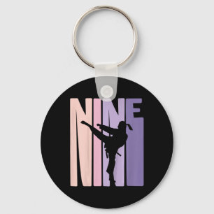 9th Birthday Gift Karate Retro Taekwondo Martial A Key Ring