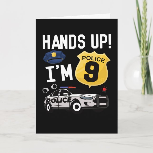 9th Birthday Gift Police Officer 9 Year Old Boy Card (Front)
