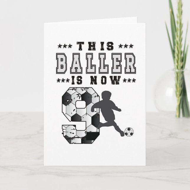 9th Birthday Gift Soccer Player 9 Year Old Boy Card (Front)