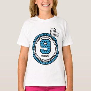 9th Birthday Gift Stars Heart Custom Name V12C T-Shirt