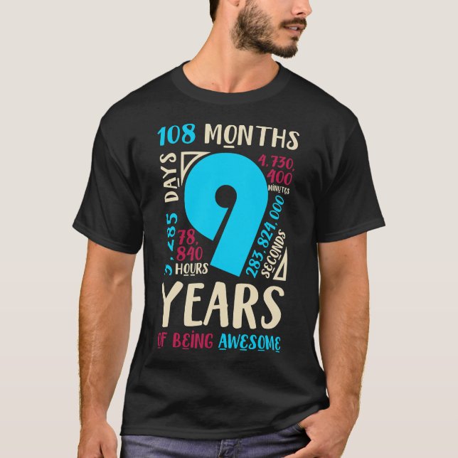 9th Birthday Gifts Son Daughter Nine 9 Year Old Bo T-Shirt (Front)