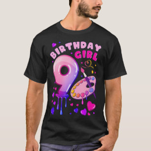 9Th Birthday Girl 9 Years Painting Art Number 9 T-Shirt