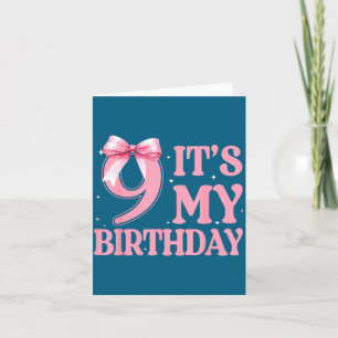 9th Birthday Girl Coquette Nk Bows 9 Year Old Birt Card