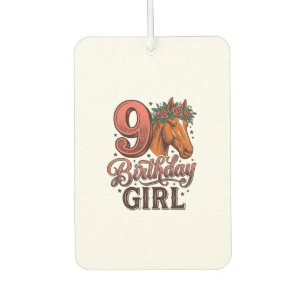 9th Birthday Girl Horse Floral Vintage Design Car Air Freshener