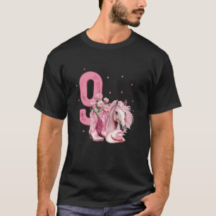 9th Birthday Girl Horse Lover Cowgirl 9 Years Old T-Shirt
