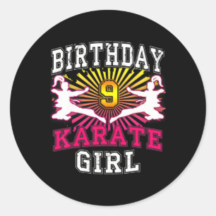 9th Birthday Girl - Karate 9 Years Old Classic Round Sticker