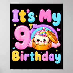 9th birthday girl kawaii dumpling anime birthday poster