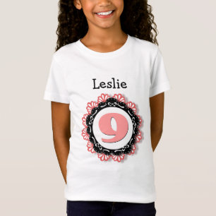 9th Birthday Girl One Year Big Number Name V61 T-Shirt