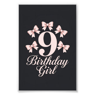9th Birthday Girl Photo Print