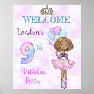 9th Birthday Girl Princess African American Poster