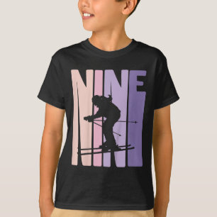 9th Birthday Girl Retro Ski Lover Skier 9 Years Ol T-Shirt