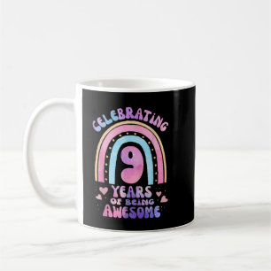 9th Birthday Girl Tie Dye 9 Years Of Being Awesome Coffee Mug