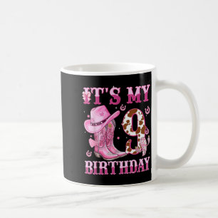 9th Birthday Girl Western Rodeo Cowgirl 9 Year Old Coffee Mug
