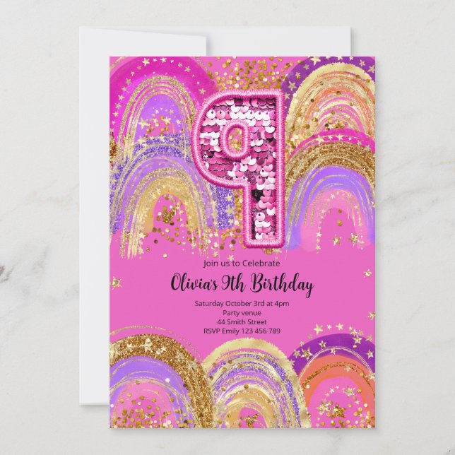 9th Birthday Girls Invitation (Front)