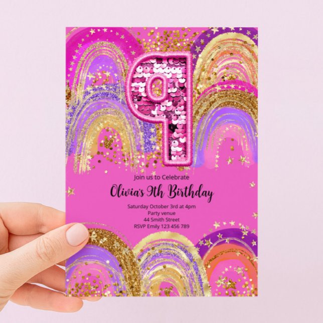 9th Birthday Girls Invitation (Creator Uploaded)