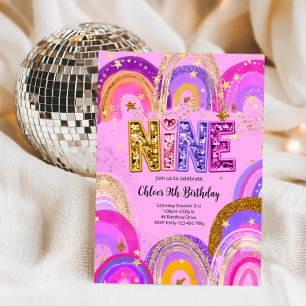 9th Birthday Girls Party Invitation