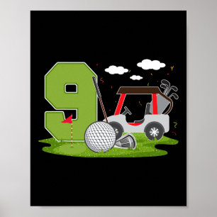 9th Birthday Golf 9 Years Old Birthday Party Golfe Poster