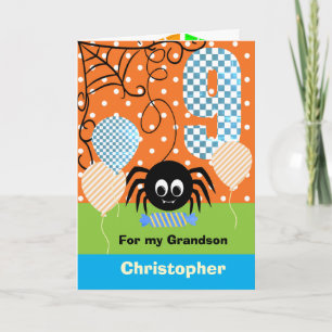 9th Birthday Halloween for Grandson Card
