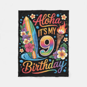9th Birthday Hawaii Aloha Tropical Vacation Cruise Fleece Blanket