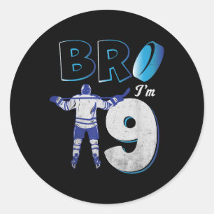 9th Birthday Ice Hockey Boy 9 Year Old Hockey Play Classic Round Sticker