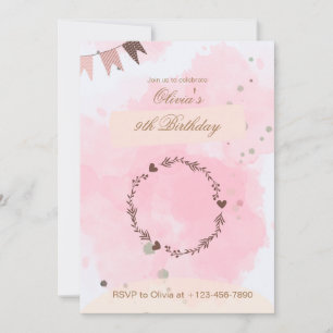 9th Birthday Invitation