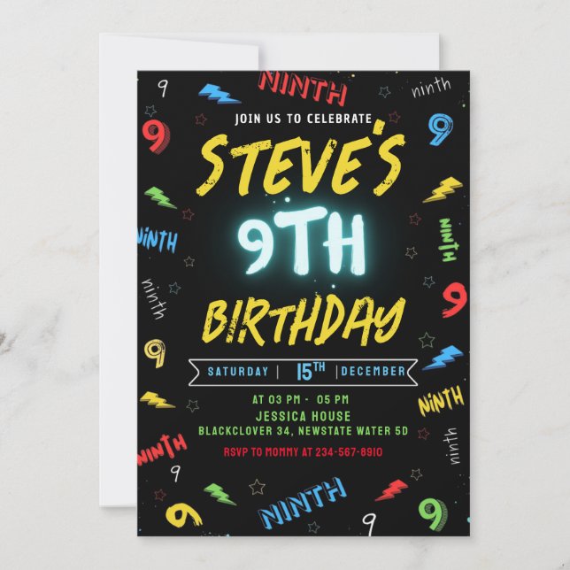 9th Birthday Invitation Party (Front)