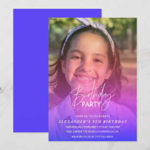 9th birthday invitation Party Photo Rainbow
