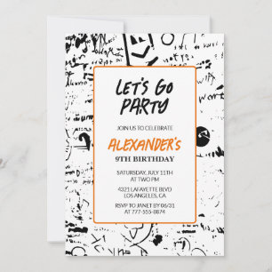 9th birthday invitations Boy Graffiti Paint Party
