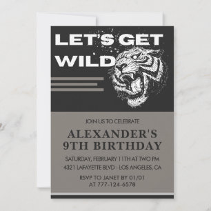 9th birthday invitations Boy Party Let's Get Wild