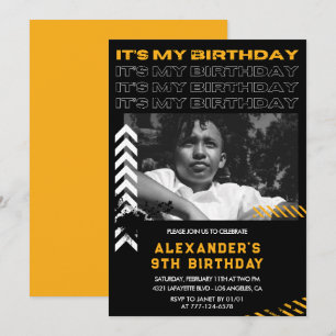 9th birthday invitations boy Photo Spray paint