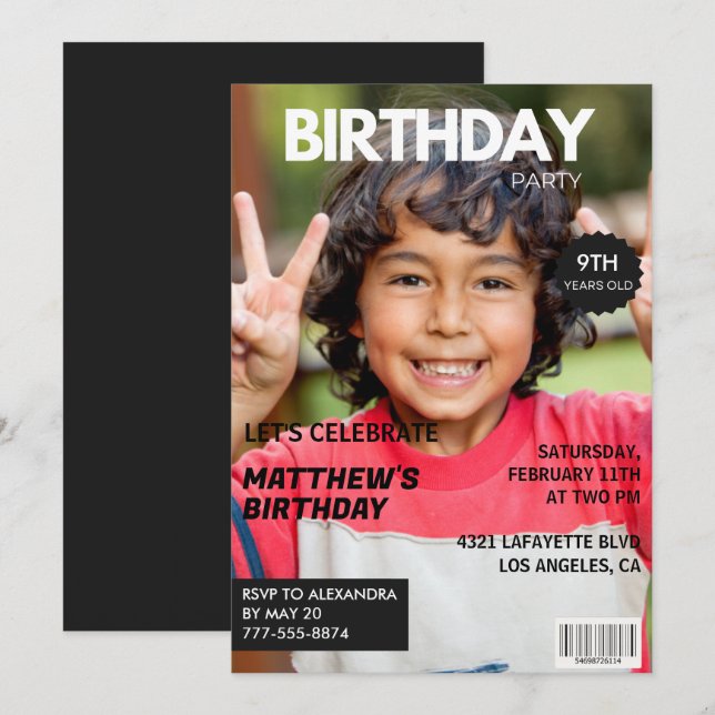 9th birthday invitations for him Magazine Cover (Front/Back)
