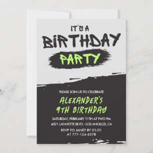 9th birthday invitations Graffiti boy Spray paint