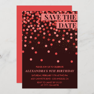 9th birthday invitations Save the date Confetti