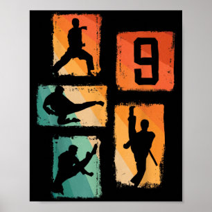 9th Birthday Karate Taekwondo 9 Years Old Boy Poster