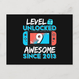 9th Birthday Level 9 Unlocked Video Gamer Postcard