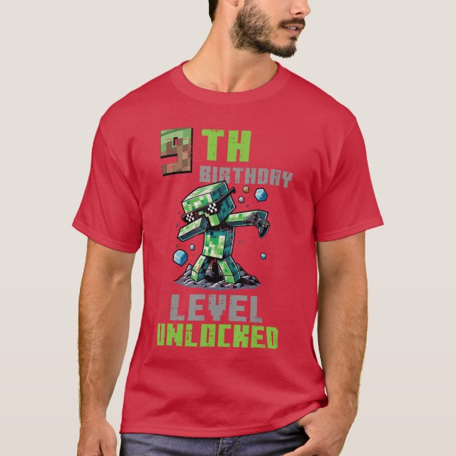9th Birthday Level Unlocked Piel Dab 9 Bday Gamer  T-Shirt (Front)