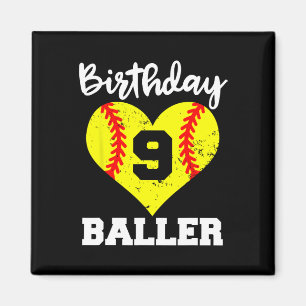 9th Birthday Ller Funny 9 Year Old Softll Player Magnet