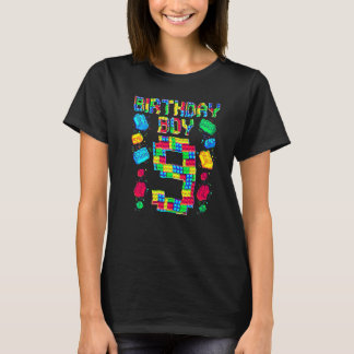 9th Birthday Master Builder 9 Years Old Block Buil T-Shirt