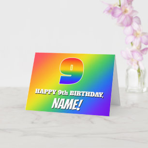 9th Birthday: Multicolored Rainbow Pattern # 9 Card