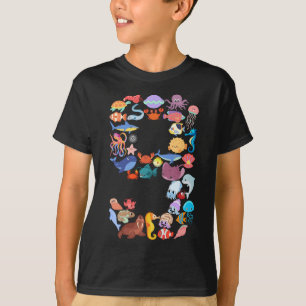 9th Birthday Ocean Sea Animals Theme 9 Year Old T-Shirt