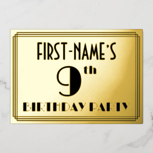 9th Birthday Party — Art Deco Look “9” + Name