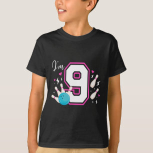 9th Birthday Party Bowling Girl Nine Year Old Bowl T-Shirt