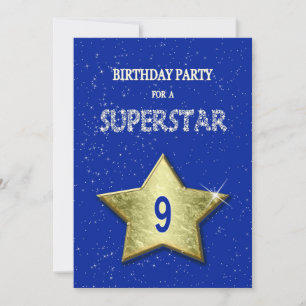 9th Birthday Party for a Superstar Invitation