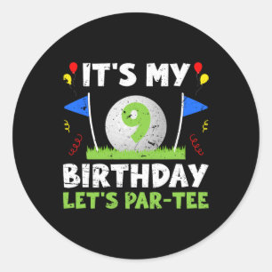 9th Birthday Party Golf Boy Nine Year Old Golfer  Classic Round Sticker
