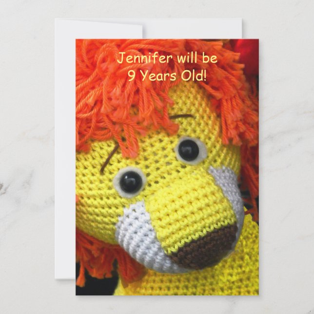 9th Birthday Party, Name, Yellow Dog Orange Hair Invitation (Front)