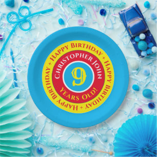 9th Birthday Party Paper Plates