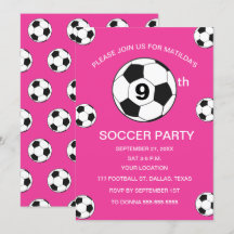 9th Birthday Party Soccer Pink Girls Sports